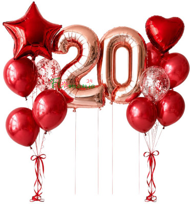 Композиция из воздушных шаров «Стильный юбилей 20 лет»
